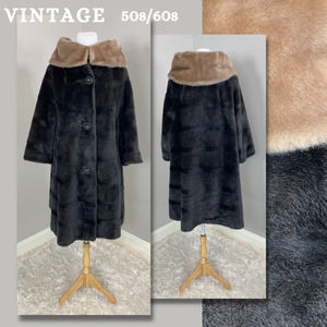 Vintage 50s 60s Coat Faux Fur MidCentury Mrs Maisel Mod Rockabilly Fall Winter